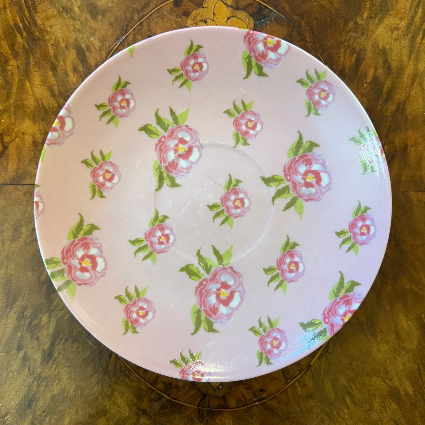 Vintage Pink Floral Saucer