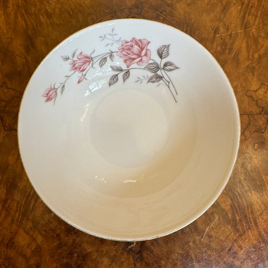 Vintage Pink Floral Soup Bowl