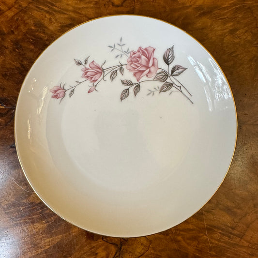 Vintage Pink Silver Floral Print Side Plate