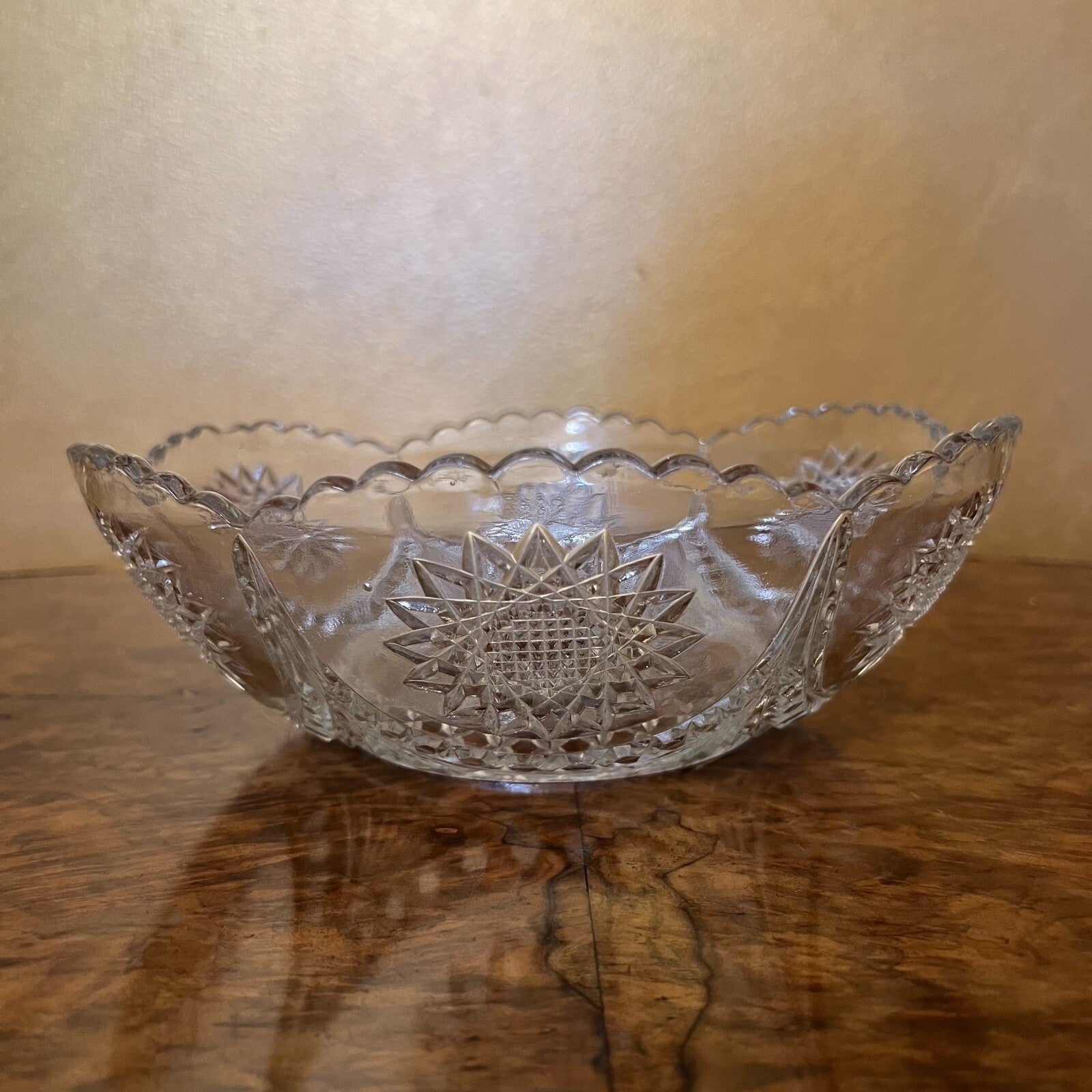 Vintage Pinwheel Cut Glass Bowl