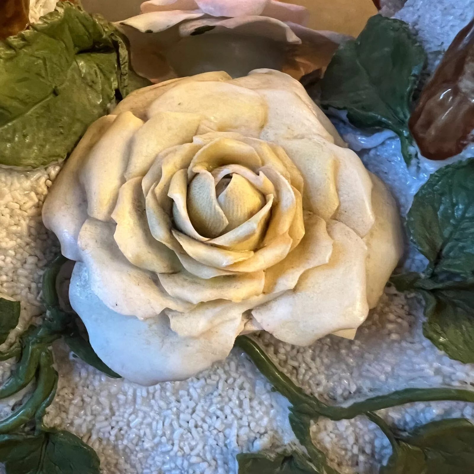 Vintage Porcelain Rose Basket Vase
