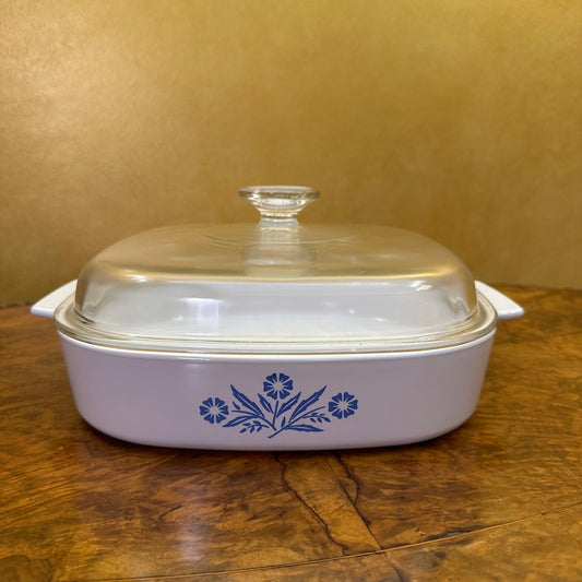 Vintage Pyrex White Blue Floral Cooking Dish