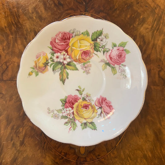 Vintage Queen Anne Manor Rose Saucer