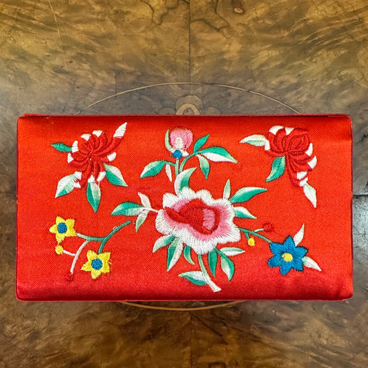 Vintage Red Floral Jewellery Box
