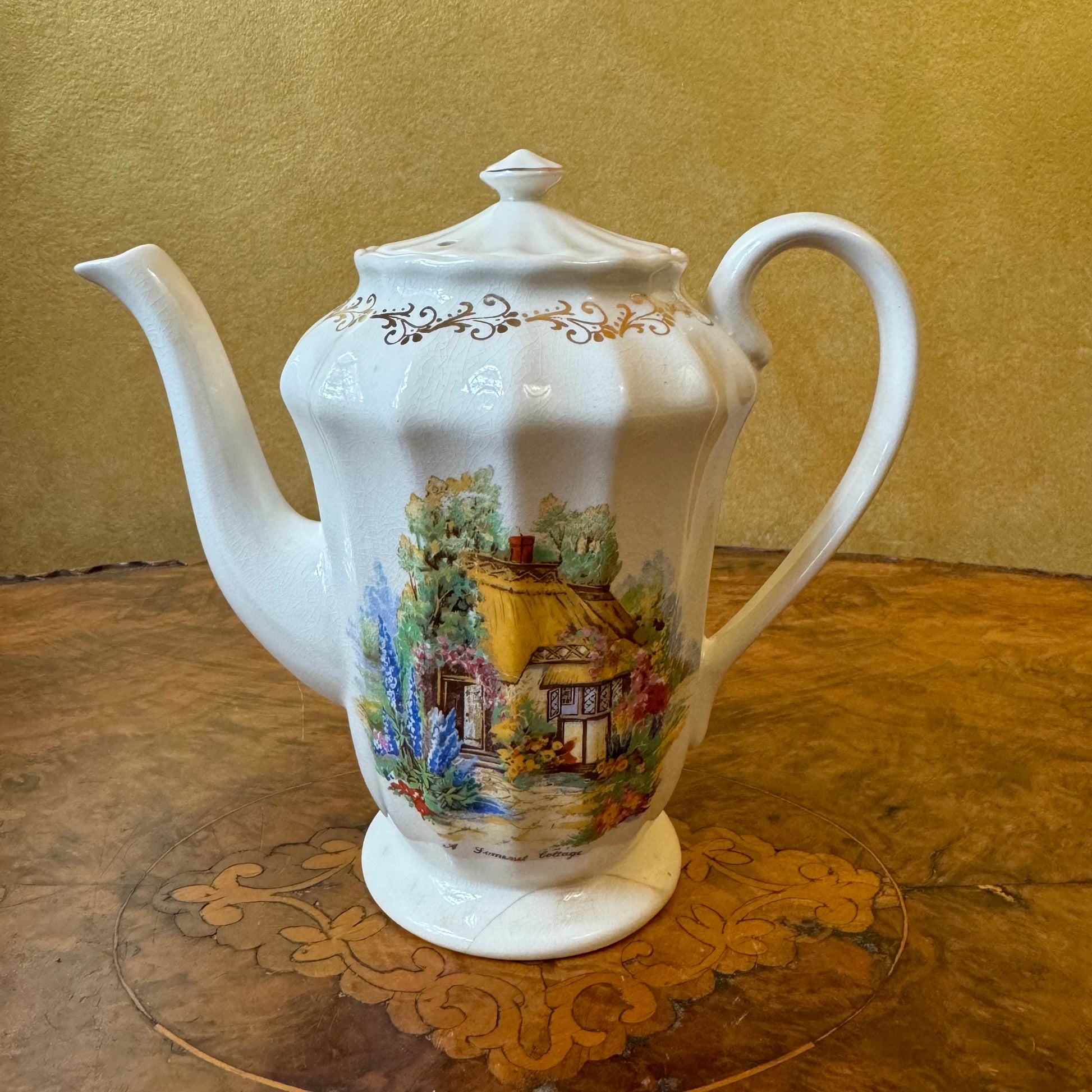 Vintage Royal Victoria Pottery Wade Somerset Cottage Teapot