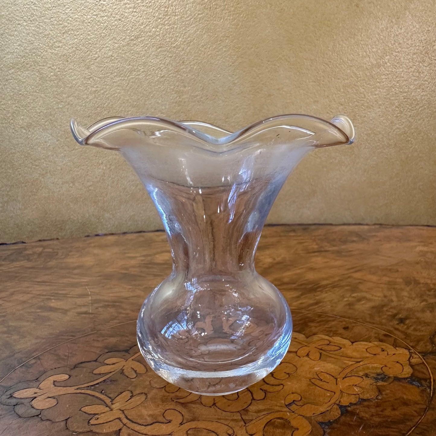 Vintage Ruffled Edge Glass Vase
