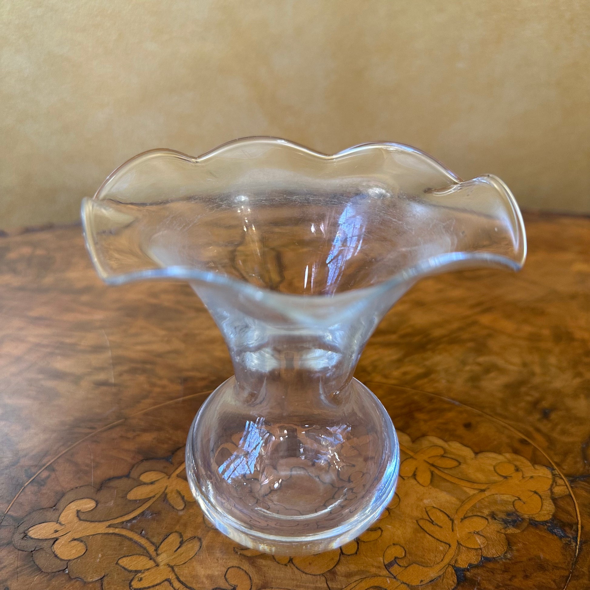 Vintage Ruffled Glass Vase