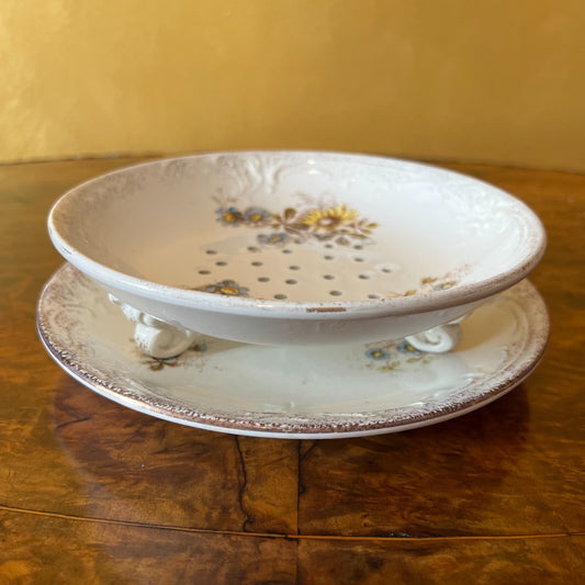 Vintage Salad Drain Bowl with Plate