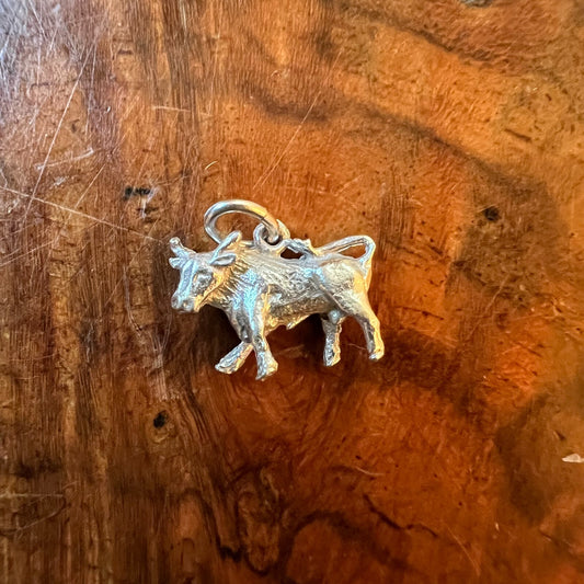 Vintage Silver Bull Pendant Charm