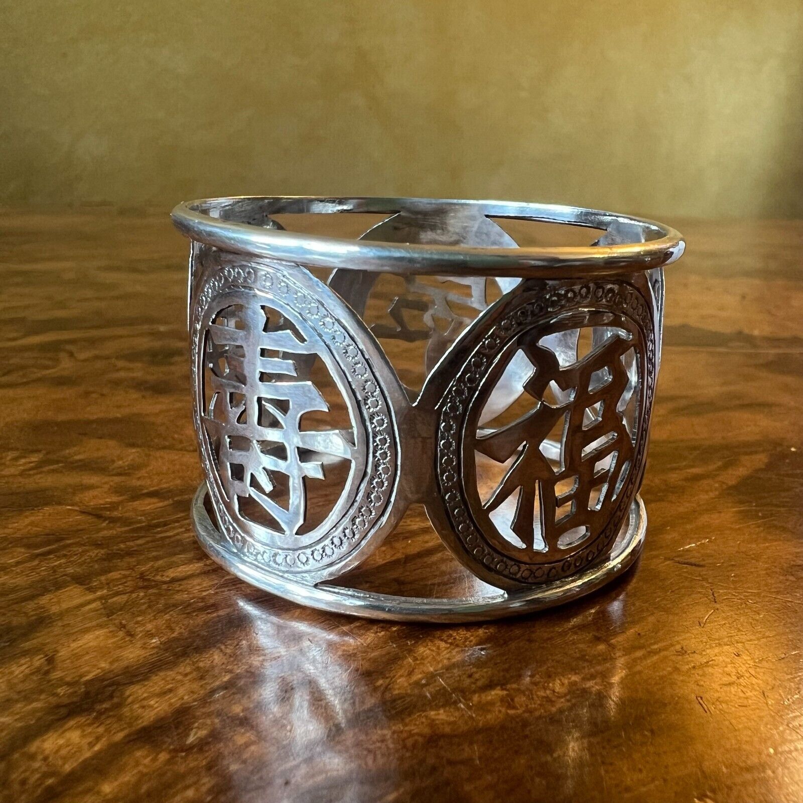 Vintage Silver Chinese Writing Napkin Ring