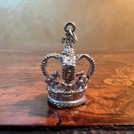 Vintage Silver Crown Pendant Charm