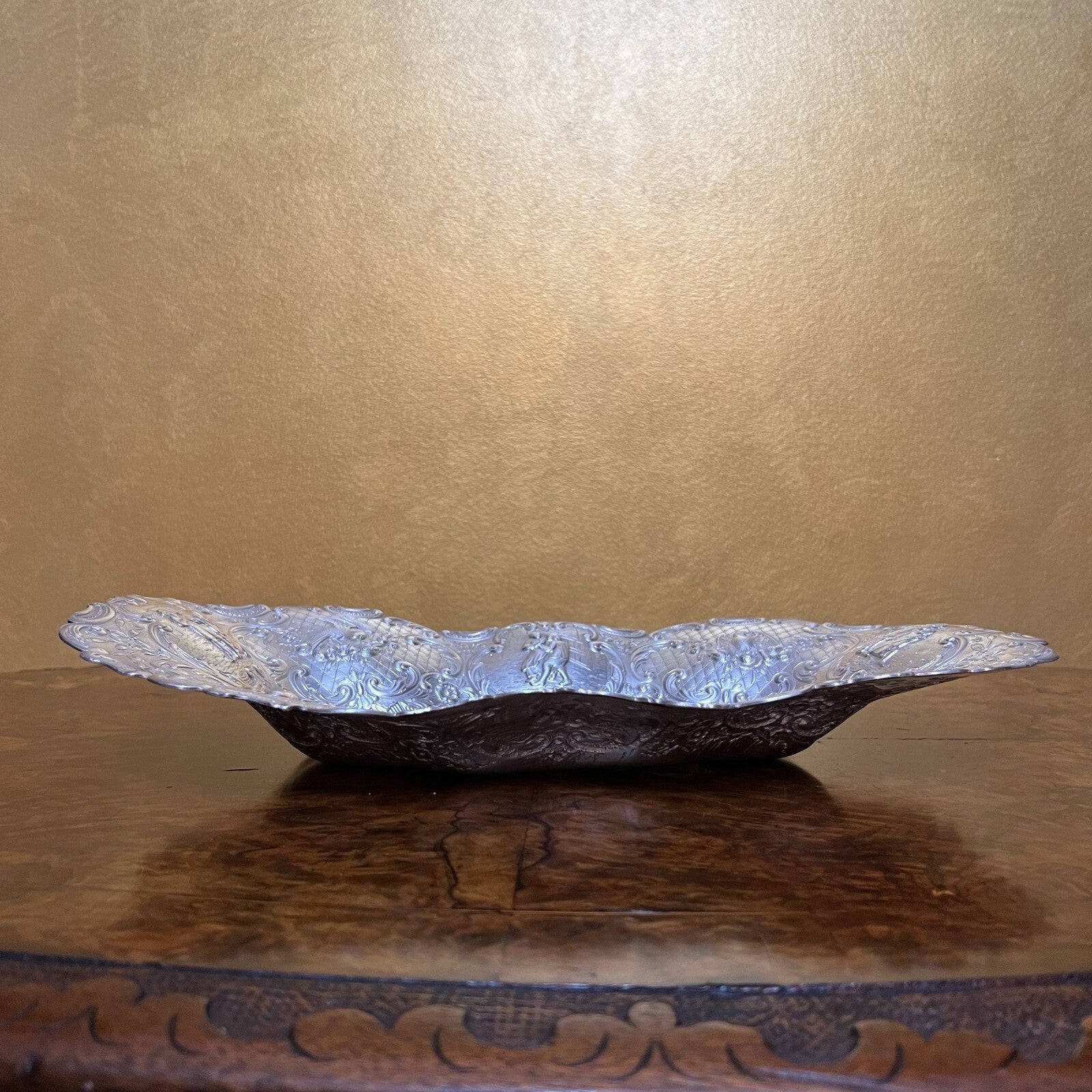 Vintage Silver Embossed Art Print  Display Bowl