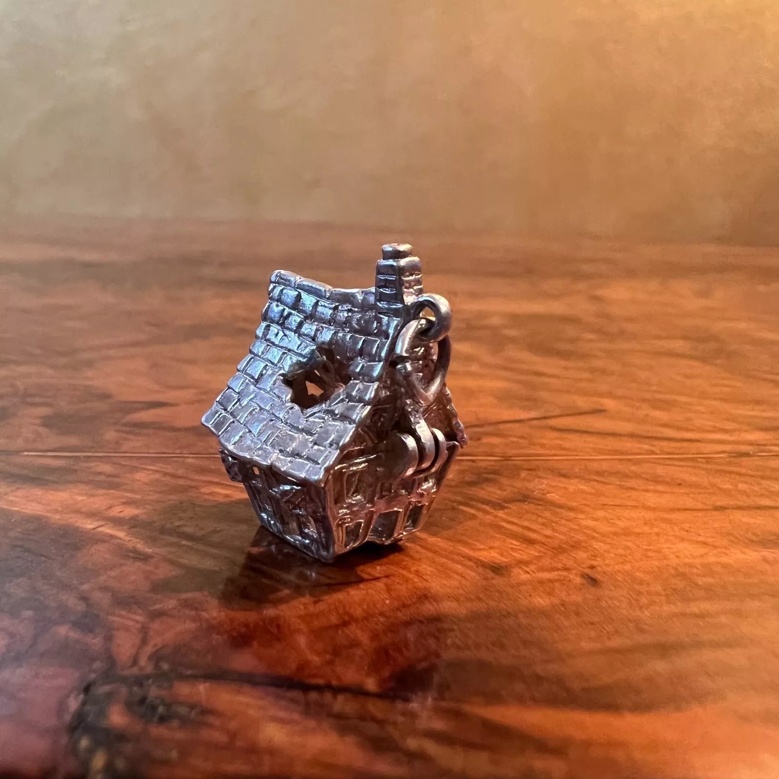 Vintage Silver Haunted House With Ghost Charm