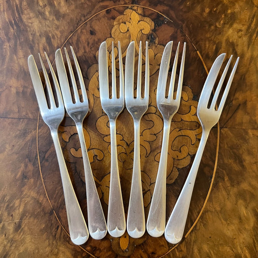 Vintage Silver Plated Dessert Forks Set of Six