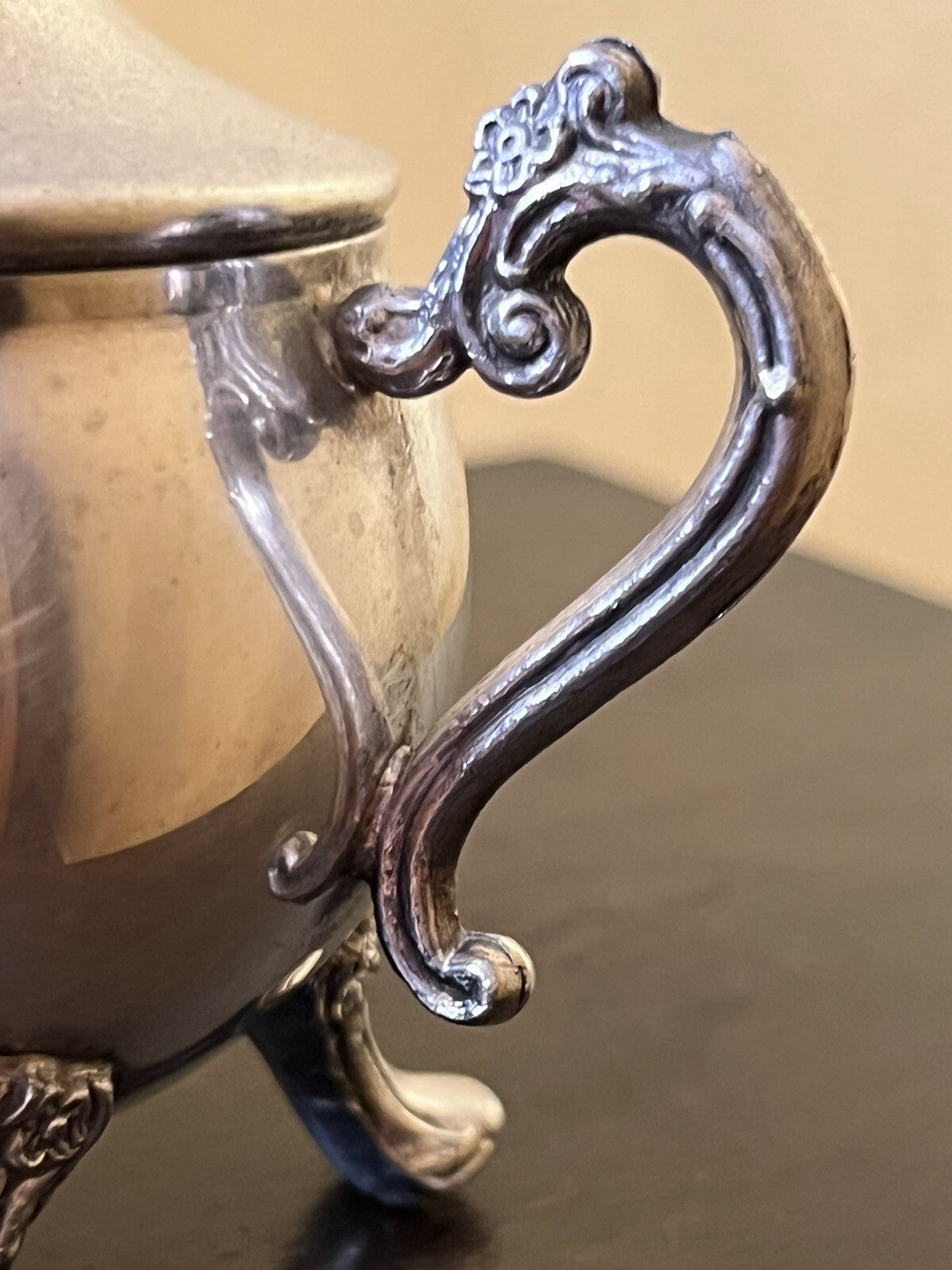 Vintage Silver Plated Floral Sugar
