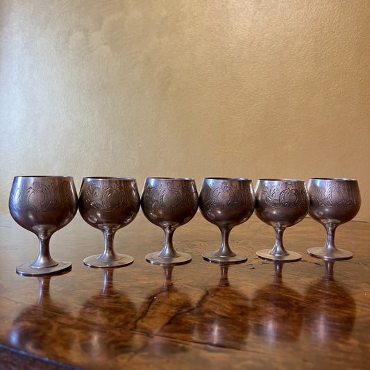 Vintage Silver Plated Port Glasses Set Of Six
