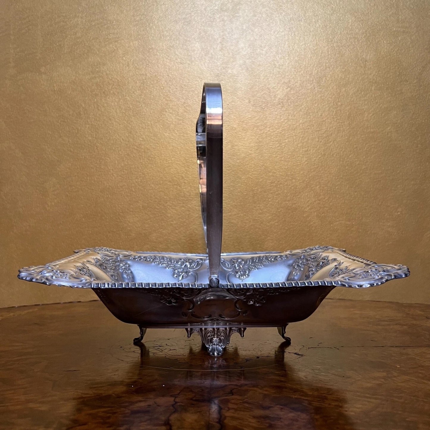 Vintage Silver Plated Tray Bowl With Handle