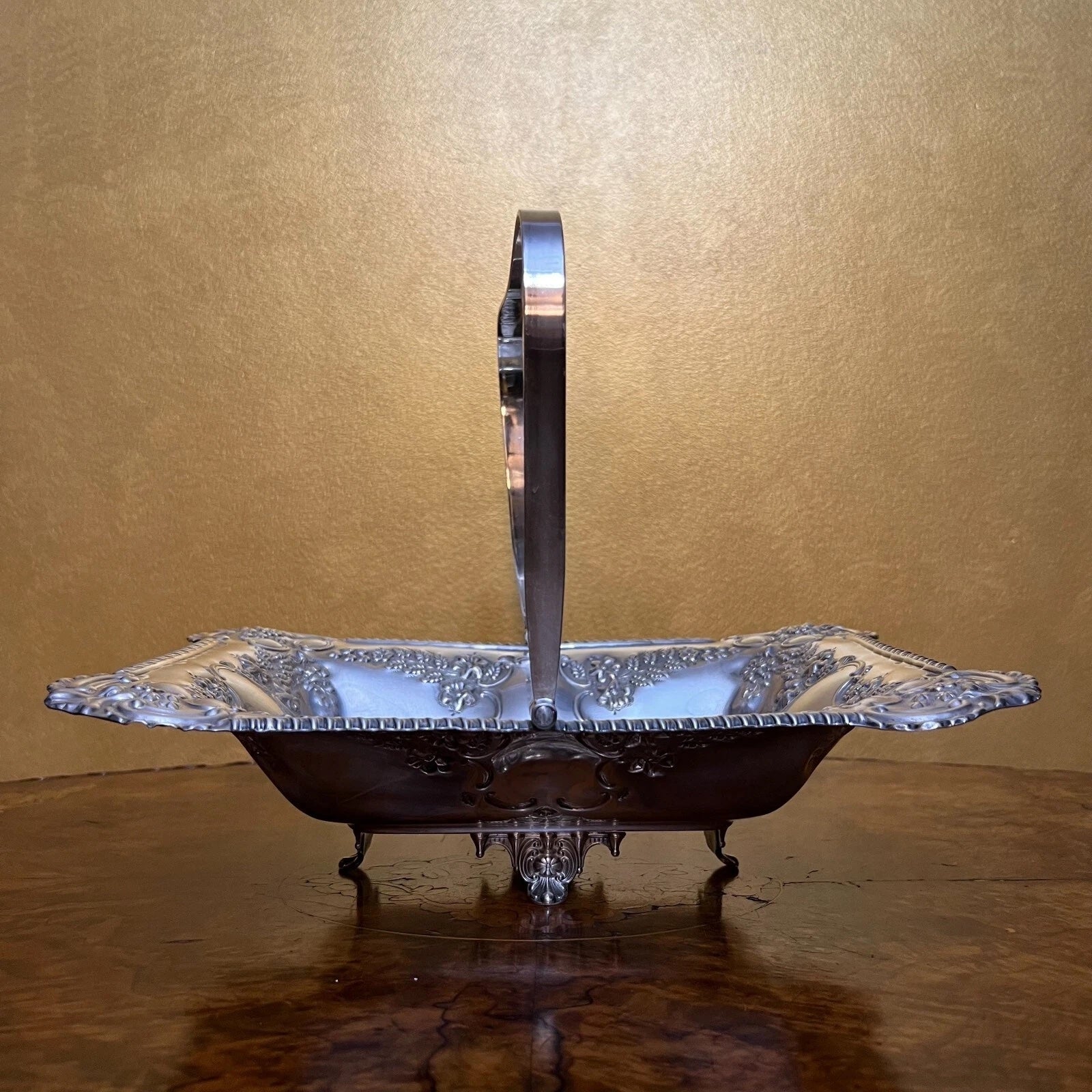 Vintage Silver Plated Tray Bowl With Handle