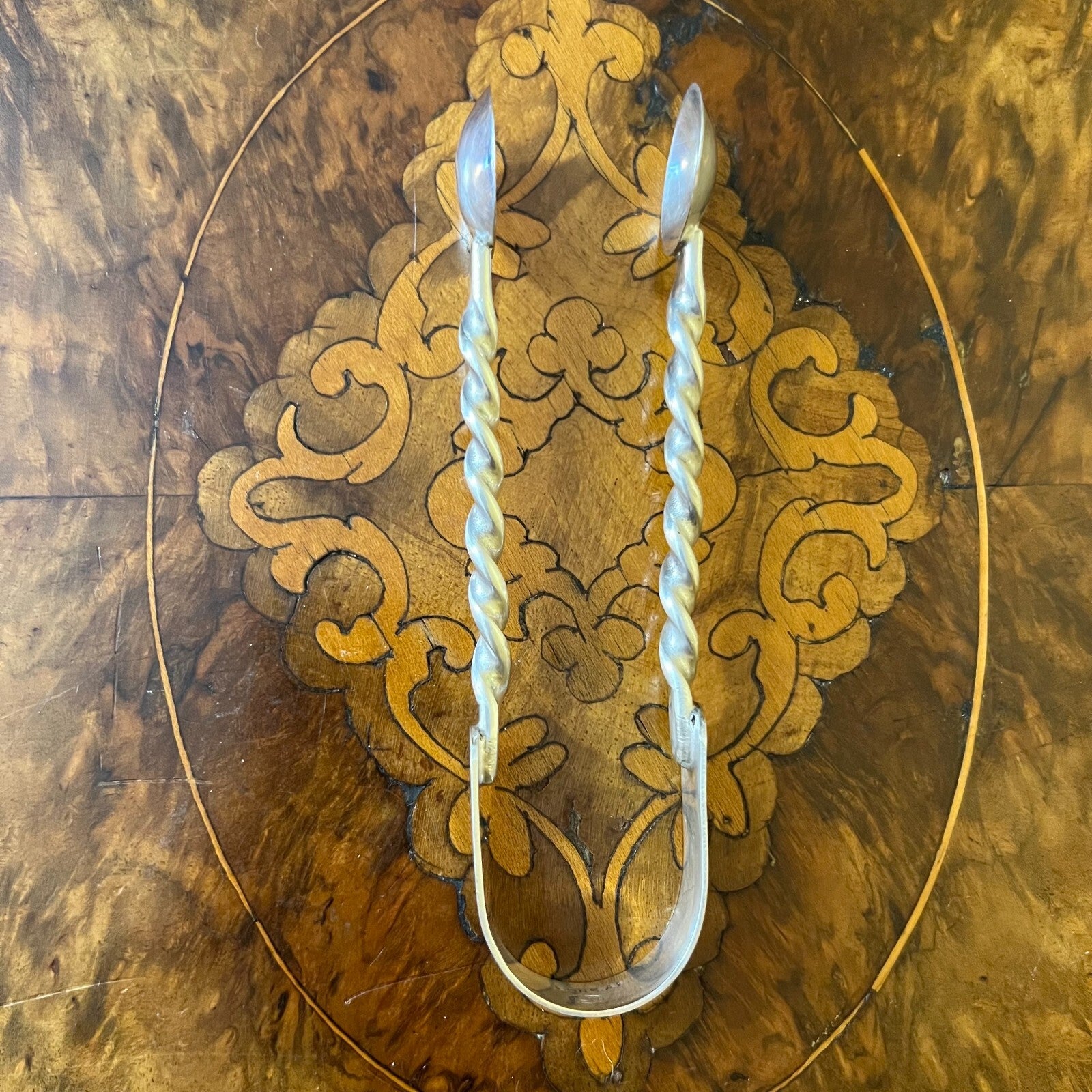 Vintage Silver Plated Twist Detail Tongs
