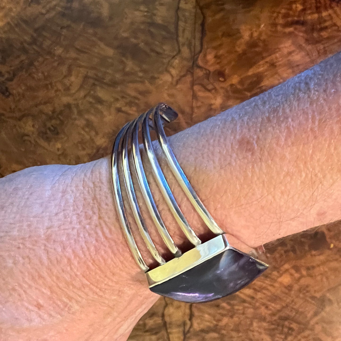 Vintage Sterling Silver Purple Costume Bangle