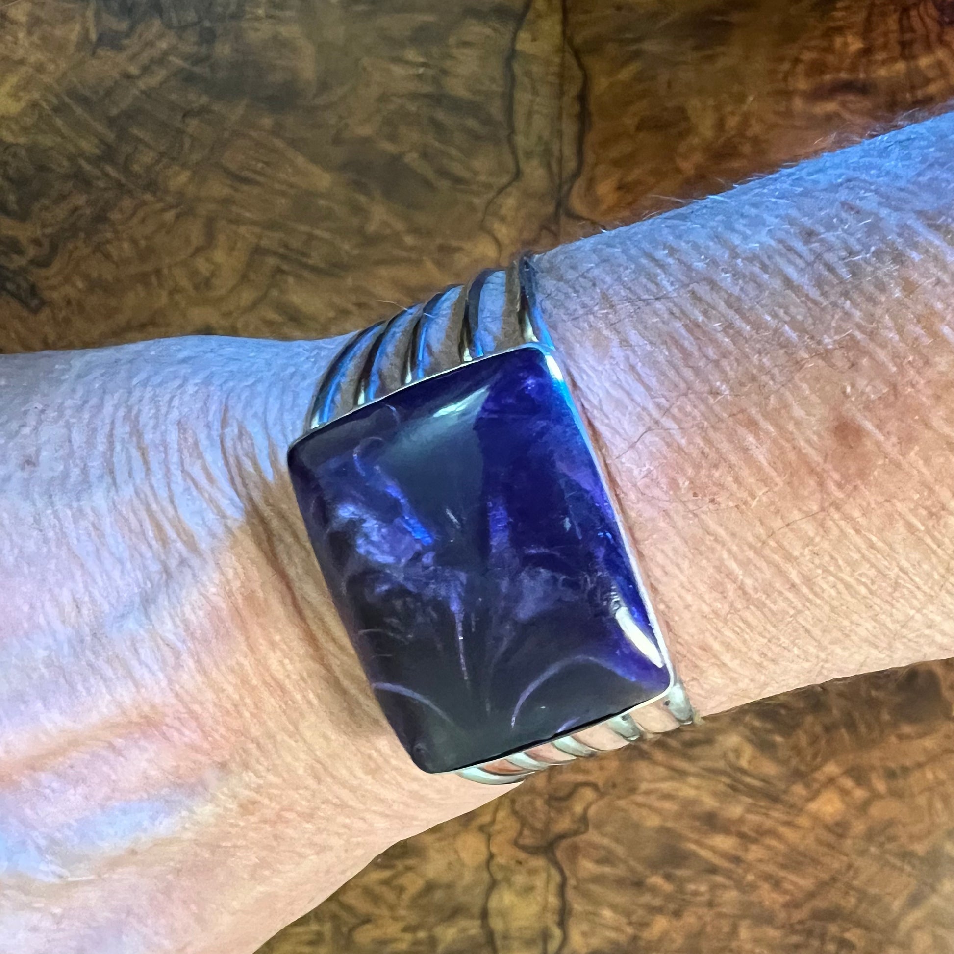 Vintage Sterling Silver Purple Costume Cuff Bangle
