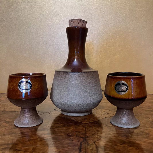 Vintage Stoneware Oven Proof Crafted By Dana Decanter_Two Cups