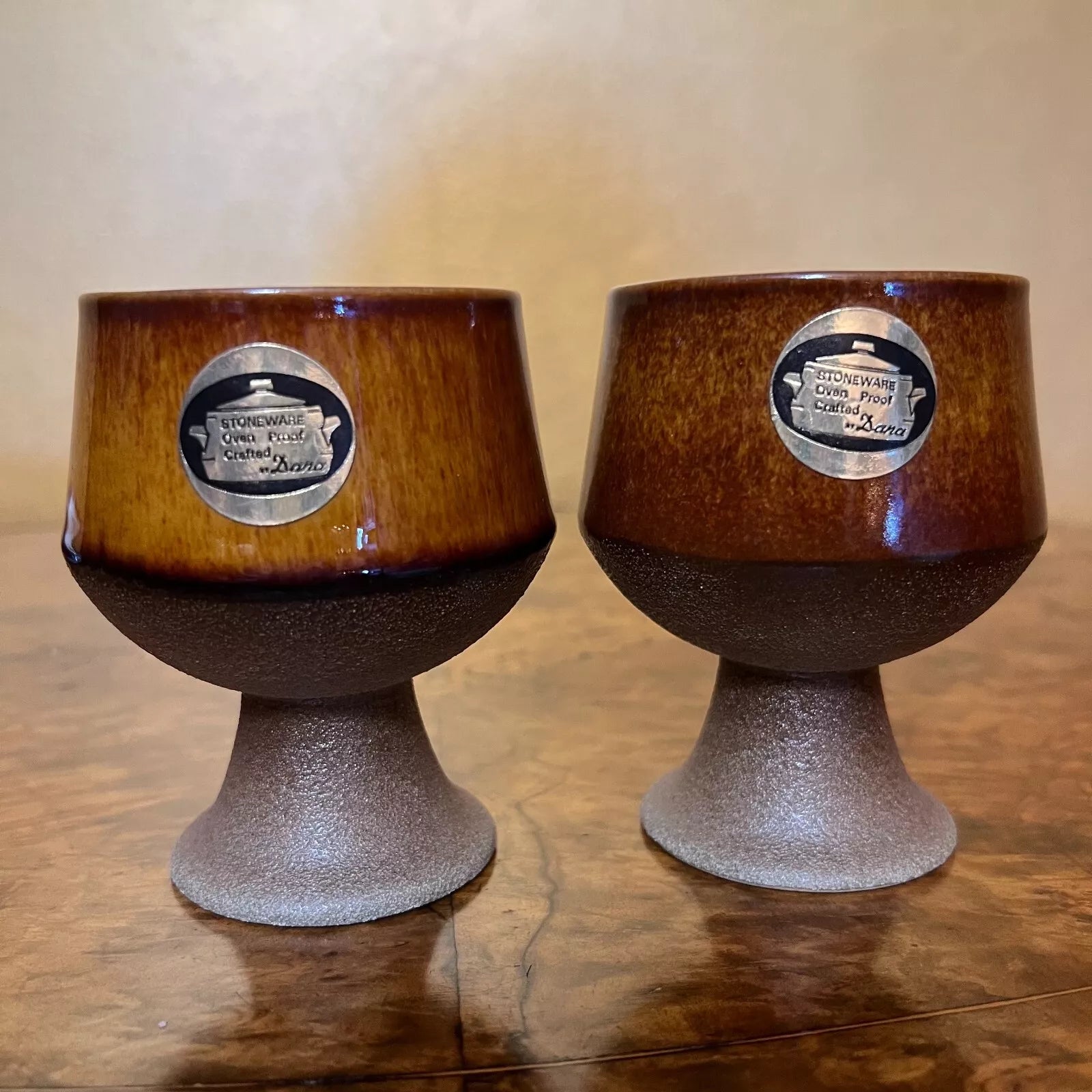 Vintage Stoneware Oven Proof Crafted By Dana Two Cups