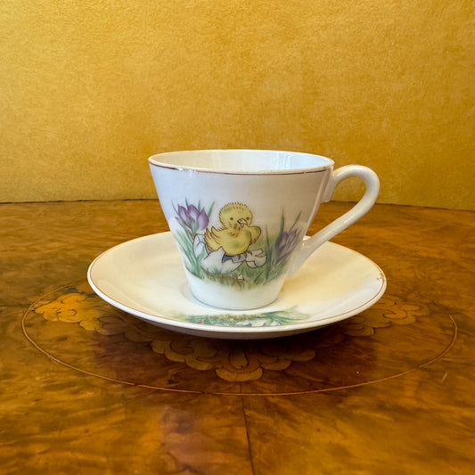 Vintage Superior Duck Floral Print Coffee Cup & Saucer