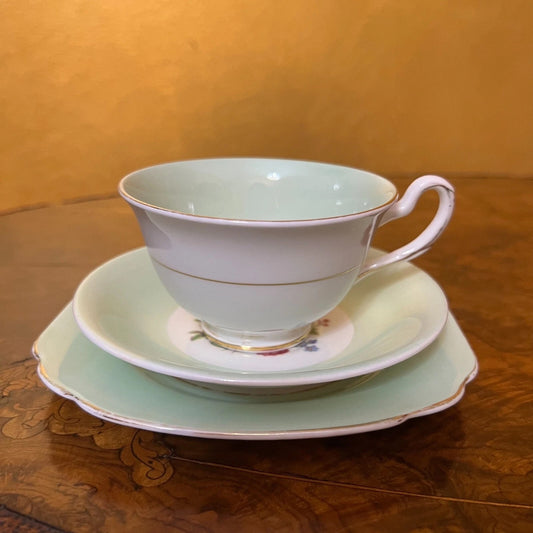 Vintage Taylor_Kent Green Tea Cup Trio Set