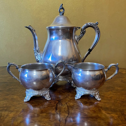 Vintage Viners Silver Plated Tea Pot_Milk Jug_Sugar Set