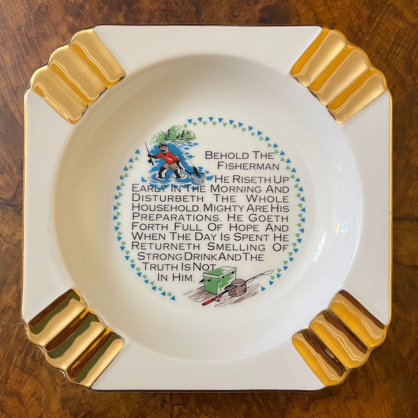 Vintage Westminister Behold The Fisherman Ashtray