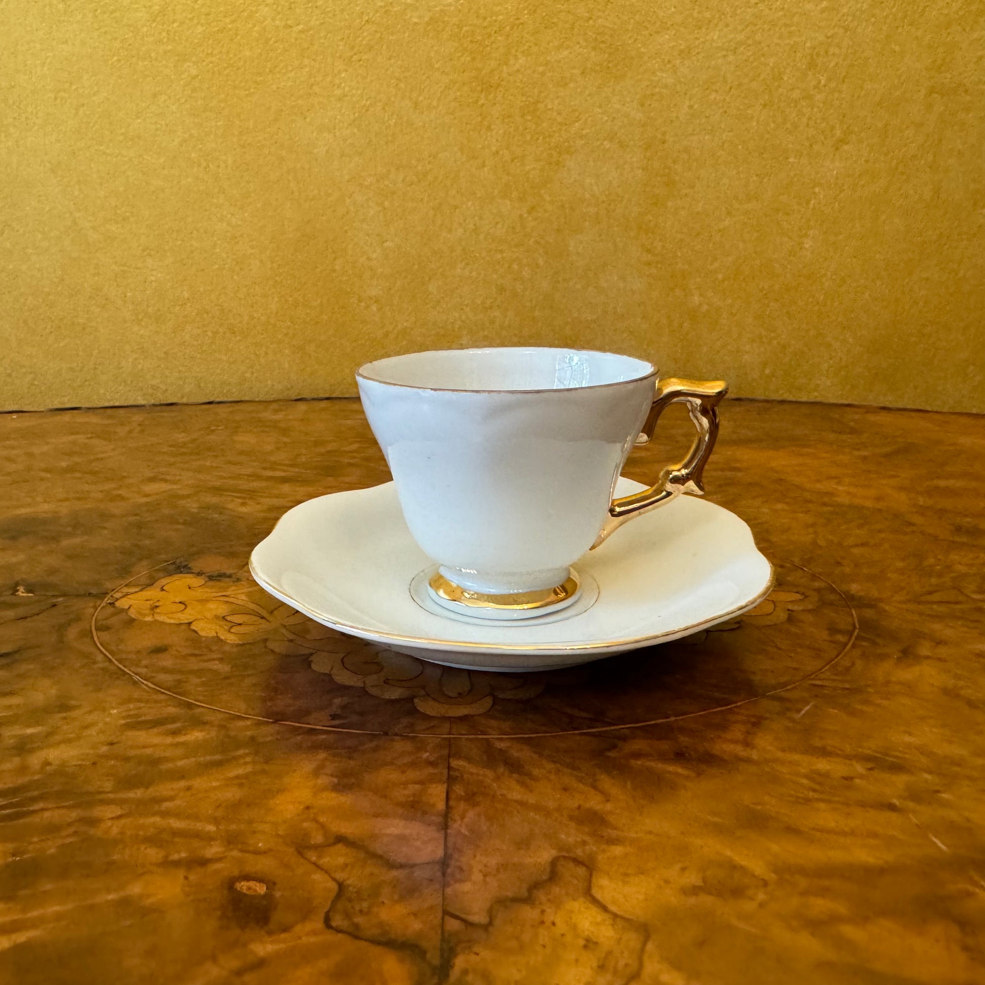 Vintage White Gold Coffee Cup & Saucer