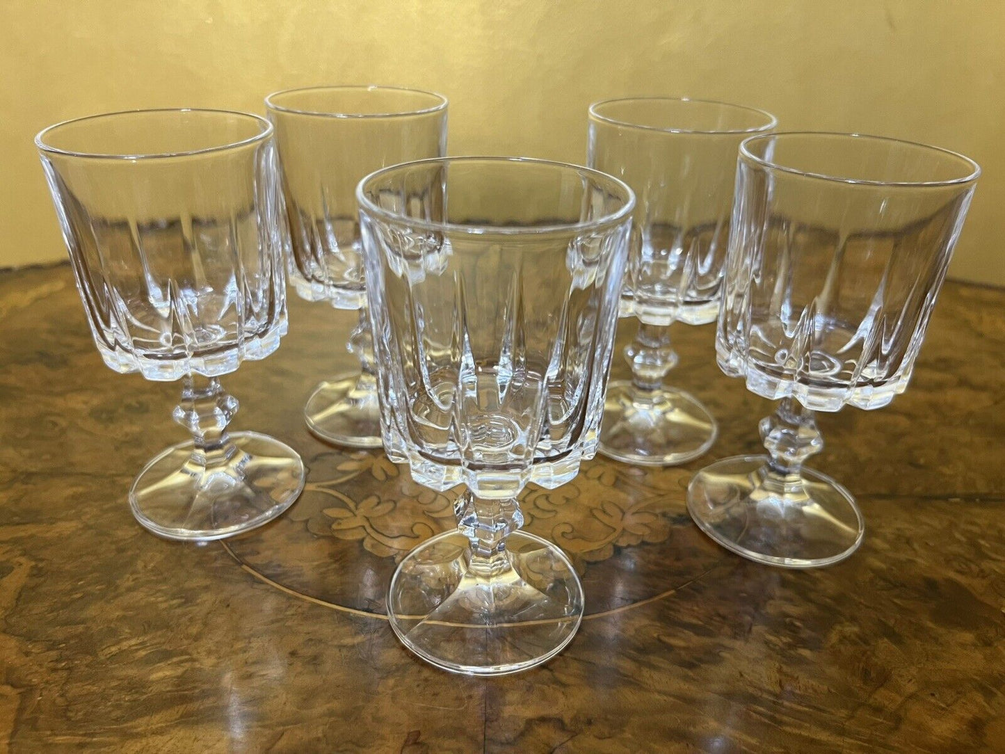 Vintage crystal small wine glasses set of 5