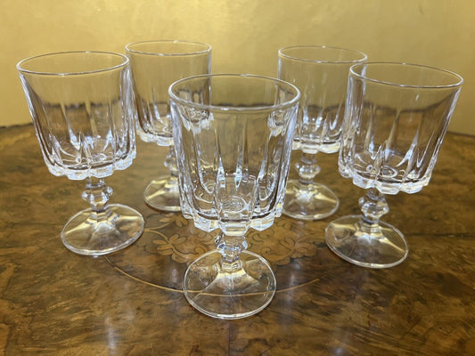 Vintage crystal small wine glasses set of 5