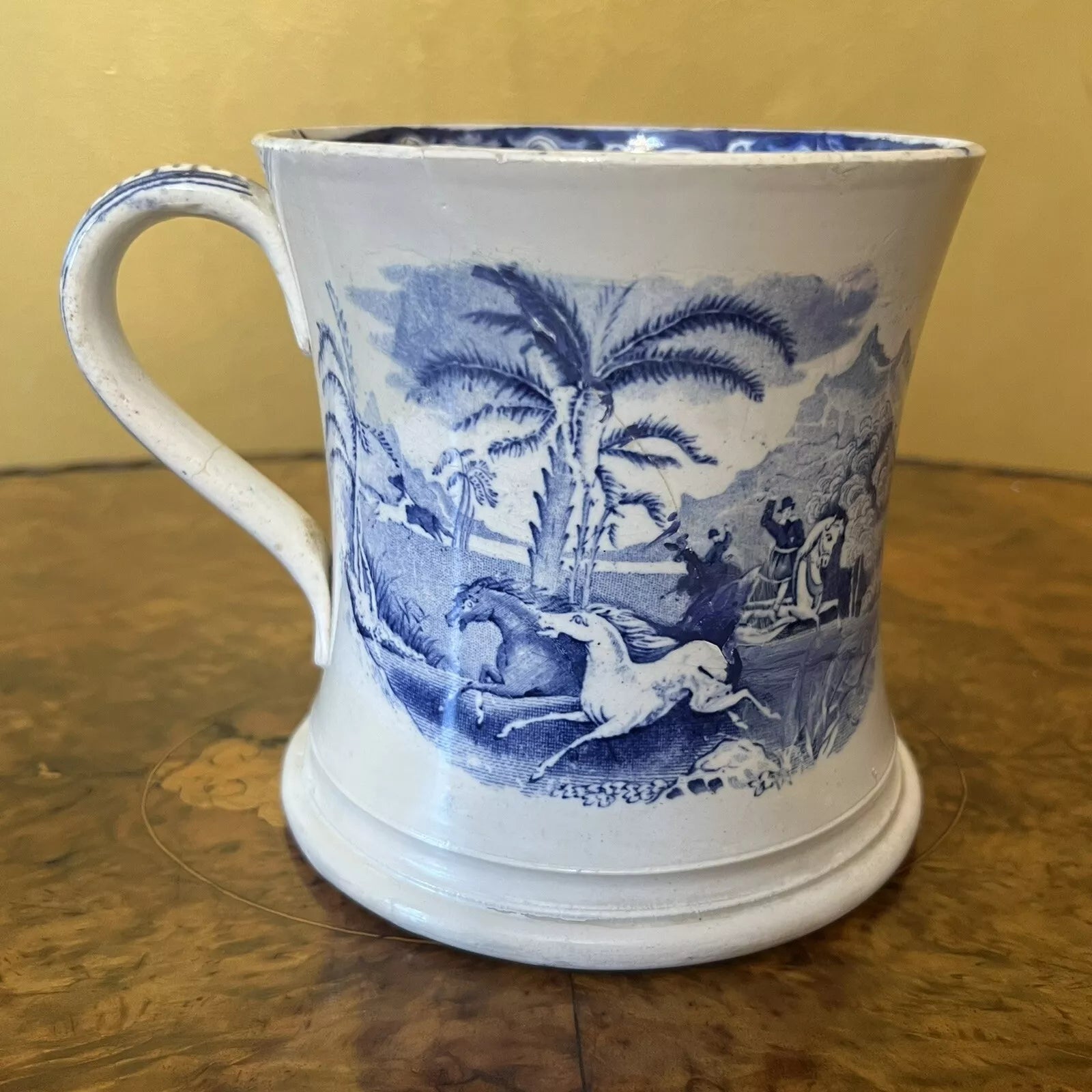 Vintage large blue and white print
