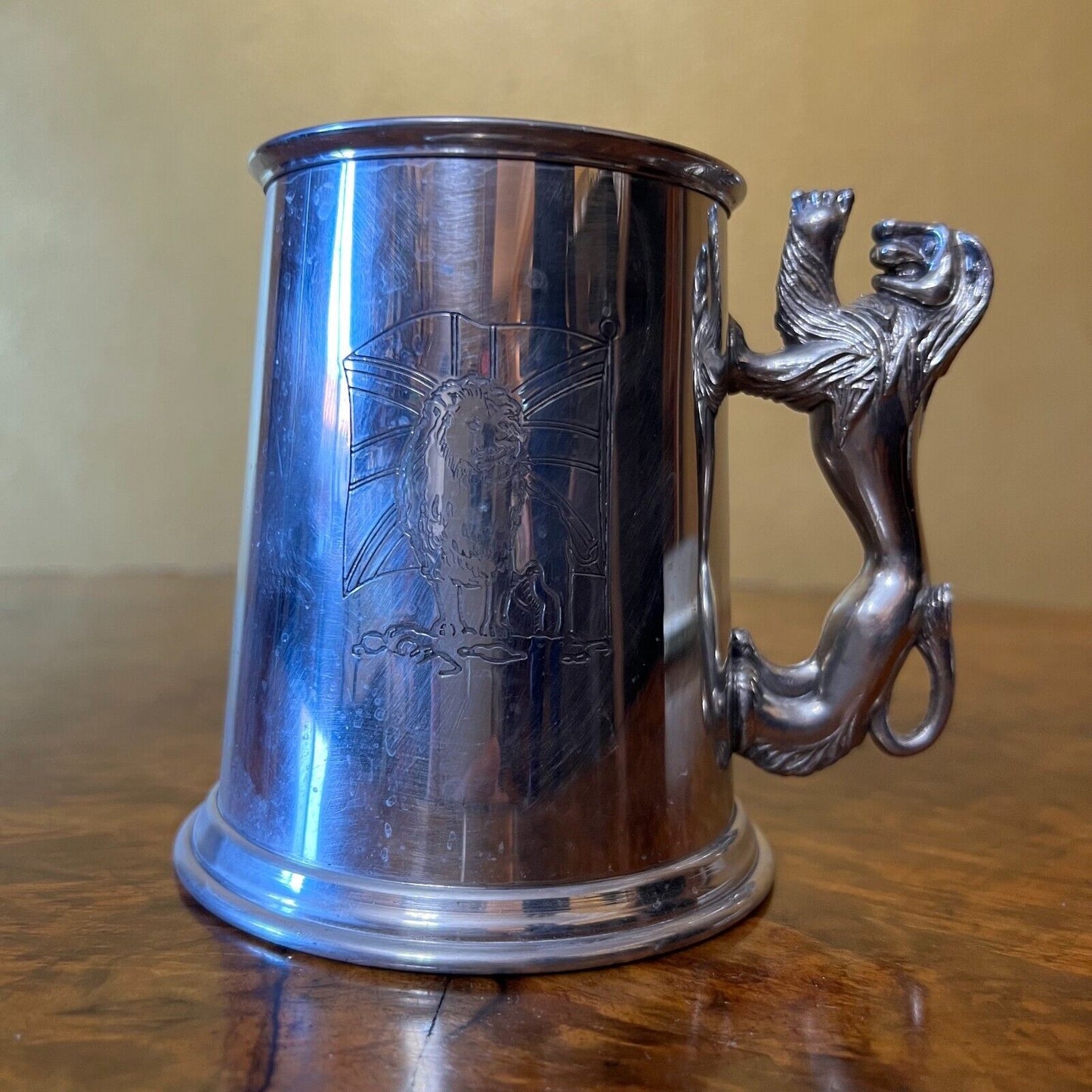 Wentworth Pewter Lion Handle Pint Mug