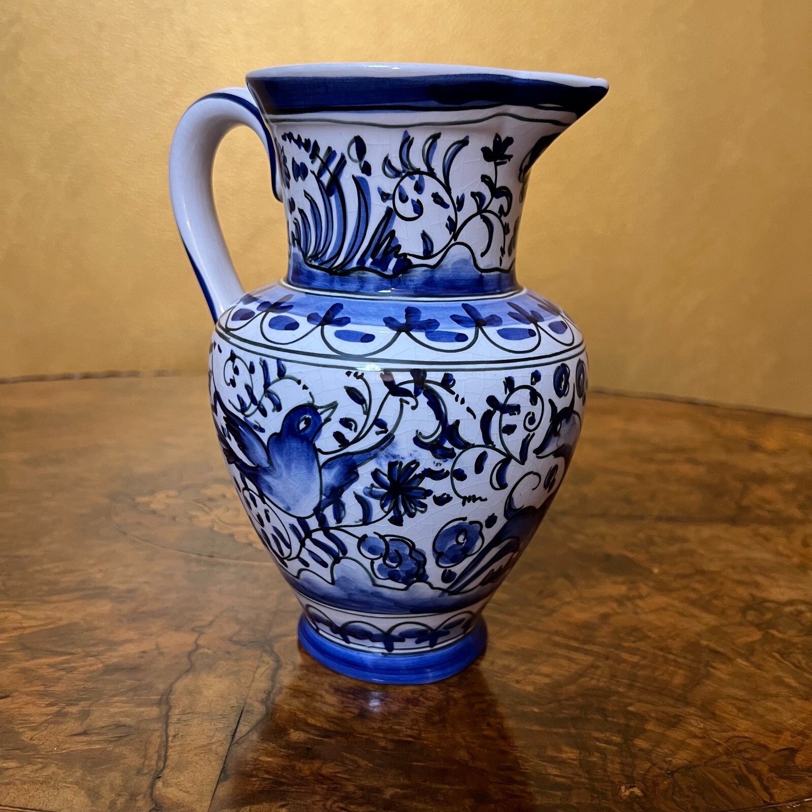 White Bird Floral Jug