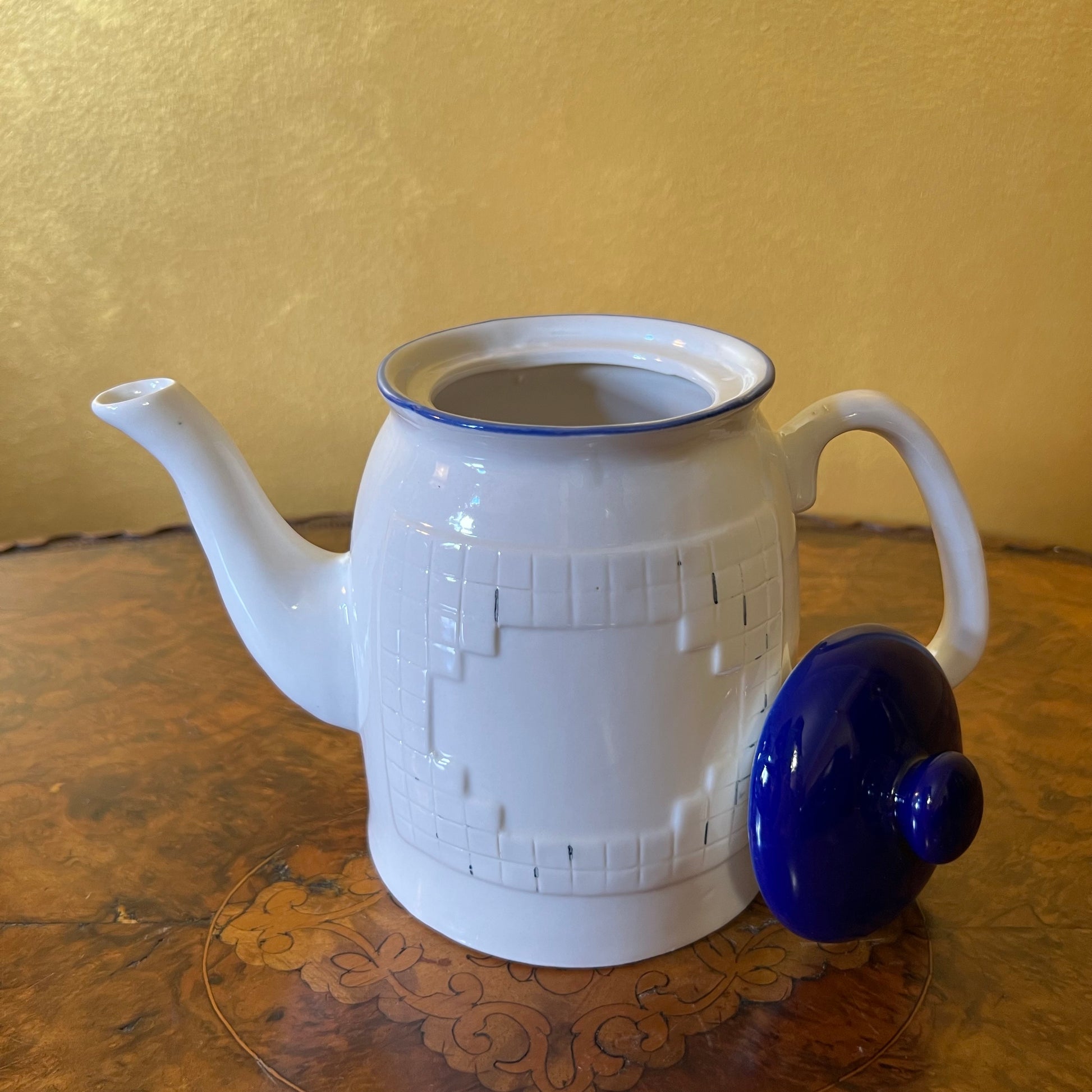 White & Blue Check Embossed