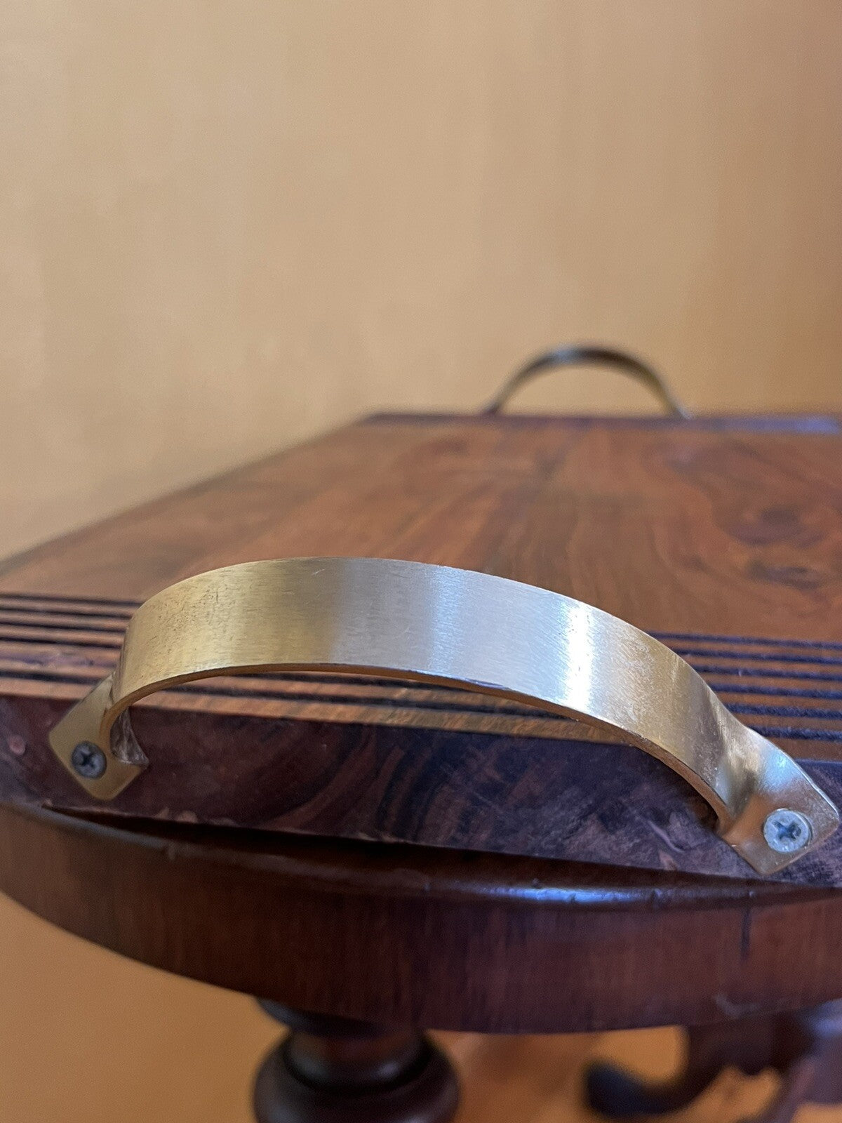 Wooden Cheese Board With Brass Handles