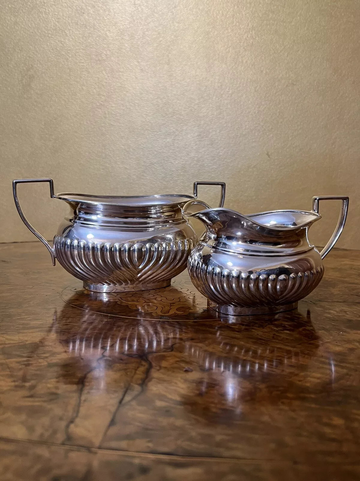 antique flavelle bros Silver 8860 milk and sugarbowls
