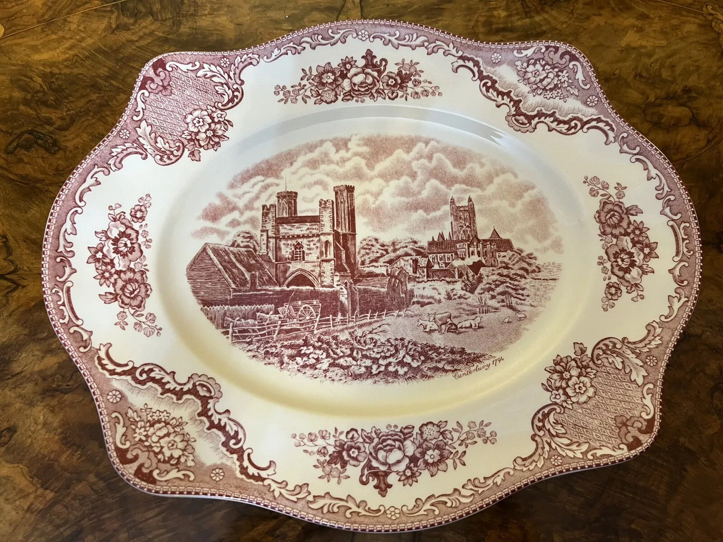 old Britain castle pink large platter