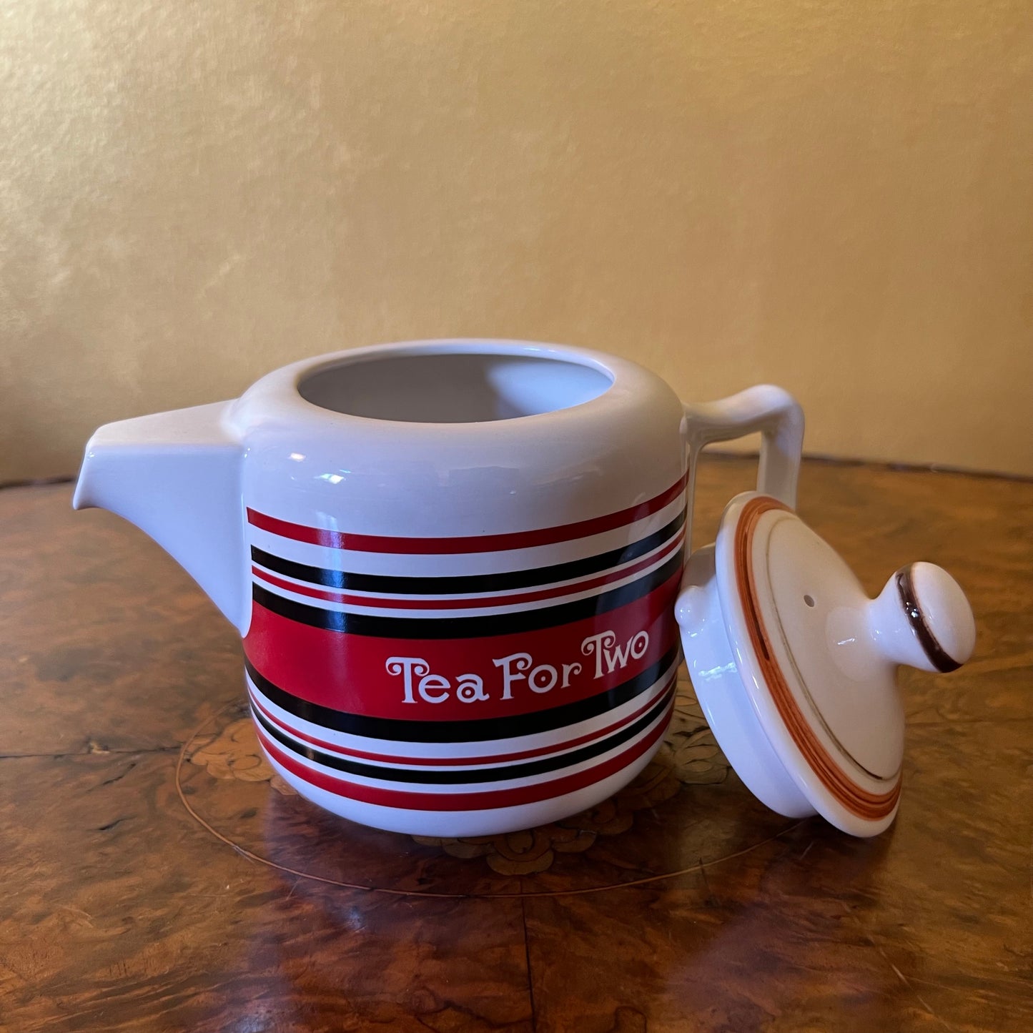 red white black teapot, made in Japan