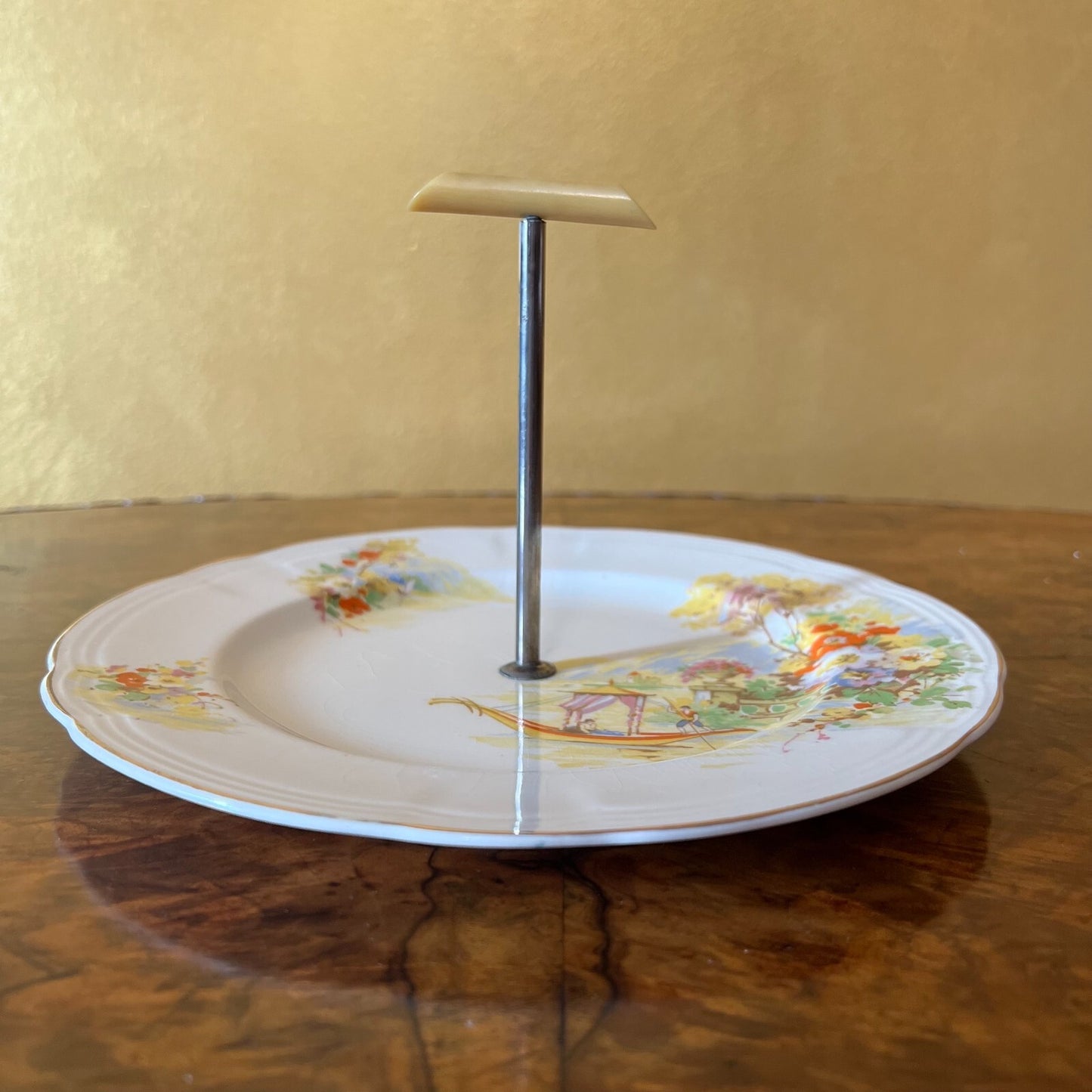 Vintage Alfred Meakin Boat Floral Print Cake Plate