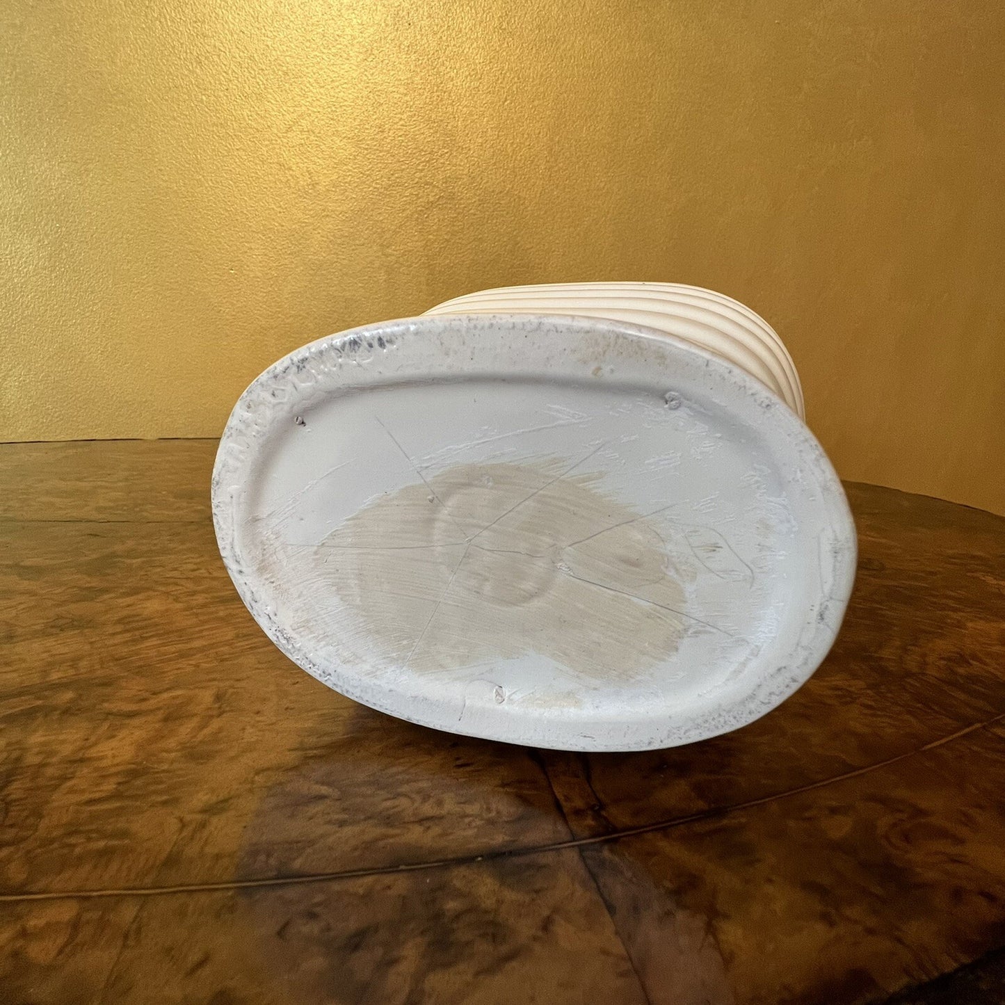 Embossed White Vase With Handles