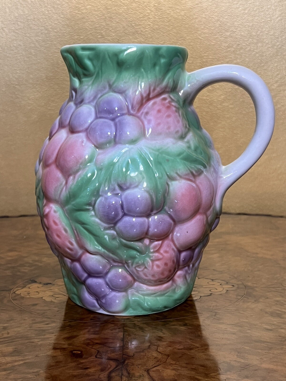 Vintage Strawberry Grapes Porcelain Jug