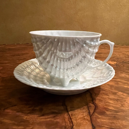 Antique Pearl Lustreware Czech Tea Cup & Saucer