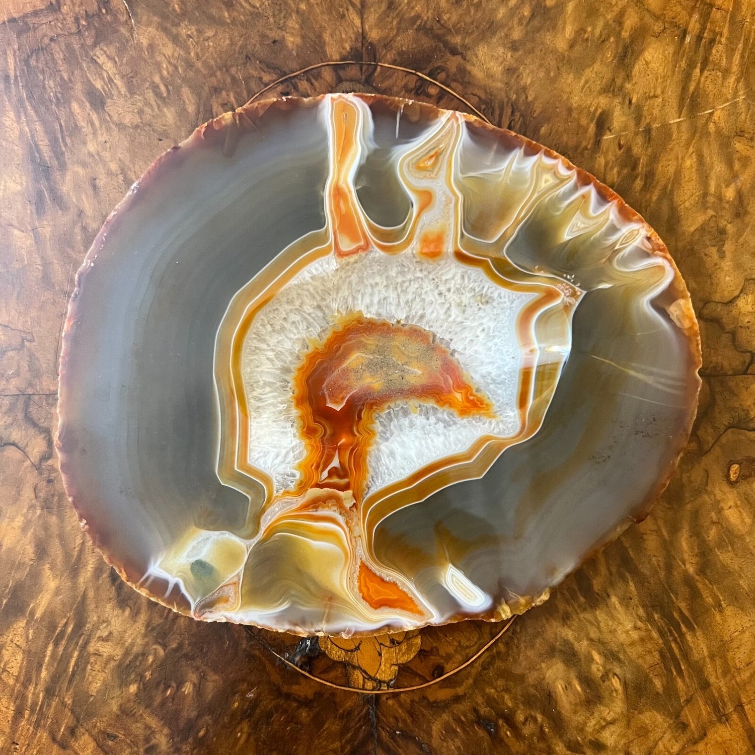Agate Slice Crystal Ornament Or Dish 