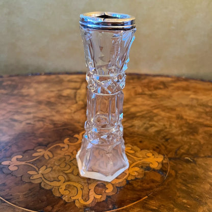Antique Sterling Silver Top Glass Vase
