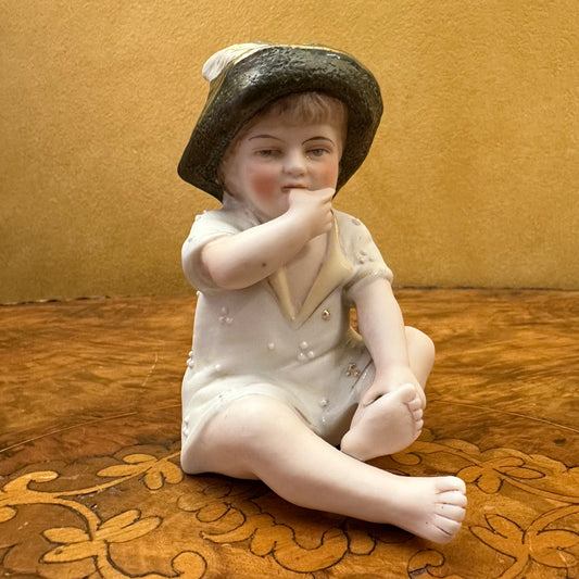 Antique Porcelain Boy Bisque Figurine