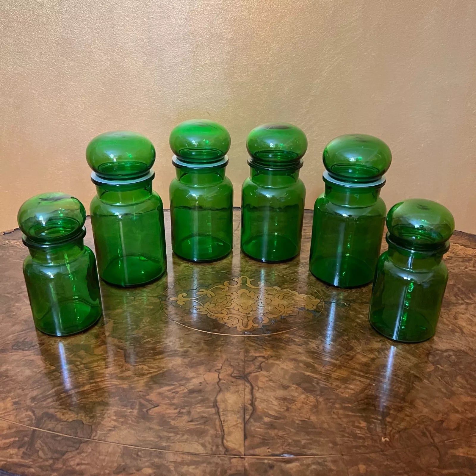 Belgium Green Glass Apothecary Jars